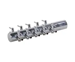 Luchtverdelers messing 4 mm 10 uitgangen met kraan