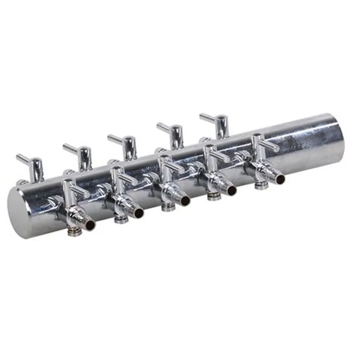 Luchtverdelers messing 4 mm 10 uitgangen / kranen.