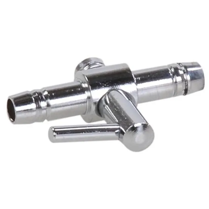 Luchtverdeler messing 4 mm 1 uitgang met kraan