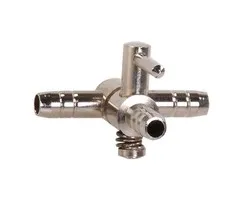 Luchtverdeler messing 4 mm T-stuk met kraan