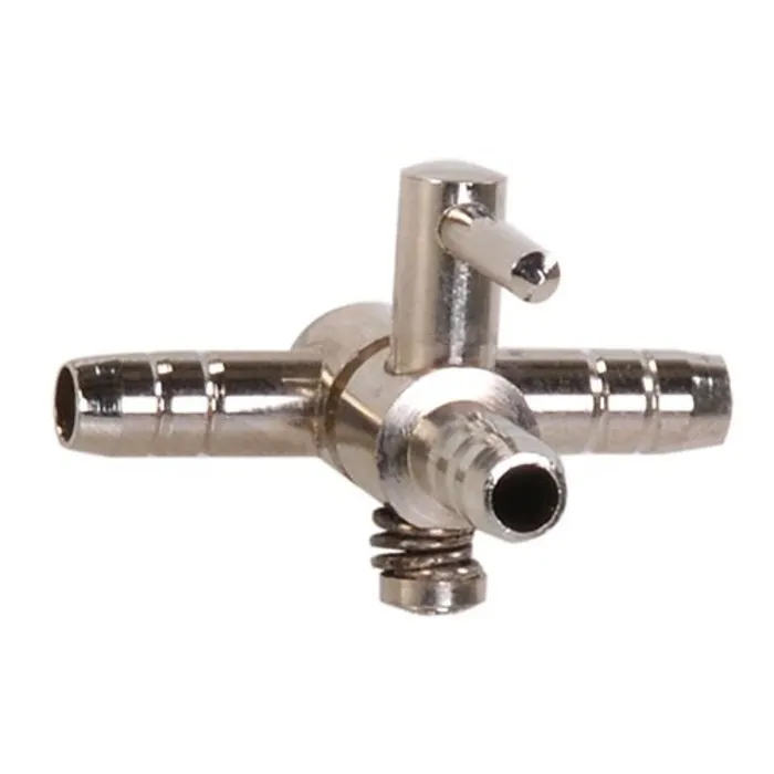 Luchtverdeler messing 4 mm T-stuk met kraan