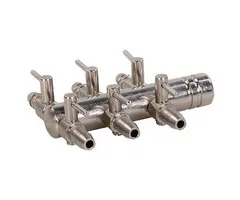 Luchtverdeler Chroom 9 mm 6-weg met kraan