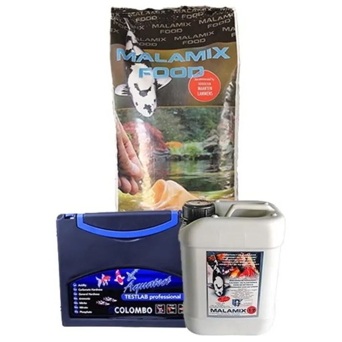 De Koidokter – producten van Maarten Lammens Malamix Food 10 KG en Malamix 17 2,5 Ltr en Colombo Testlab 6