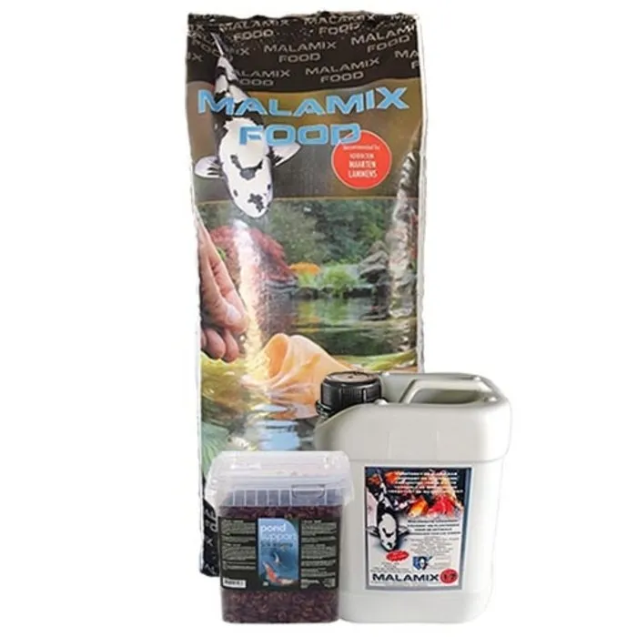 De Koidokter – producten van Maarten Lammens Malamix Food 10 KG en Malamix 17 2,5 Ltr en 3 ltr Zijderupsen