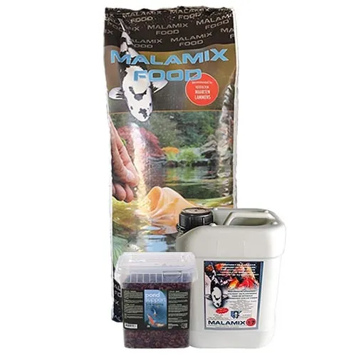 De Koidokter – producten van Maarten Lammens Malamix Food 10 KG en Malamix 17 2,5 Ltr en 3 ltr Zijderupsen