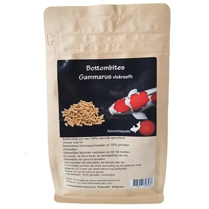 Natural Aquatic voor koi en vijver Natural Koifood Bottombites Gammarus Vlokreeft 400 gram