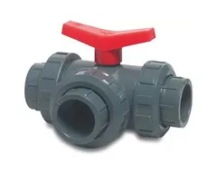 Mega PVC 3-weg kogelkraan, T-boring 20 mm