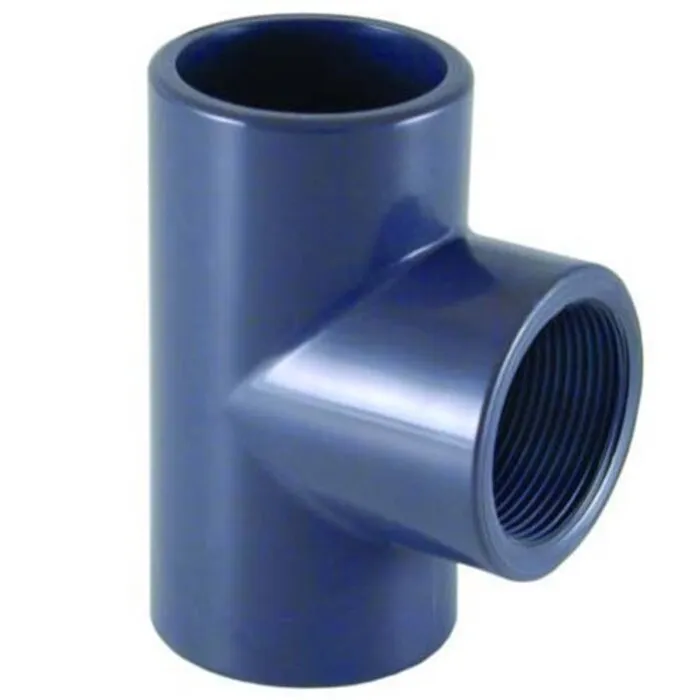PVC T-stuk Druk 90° 63 mm x 1" binnendraad