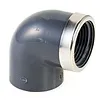 VDL PVC Knie Druk 90° lijm x binnendraad met RVS verstevigingsring 20 mm x ½"