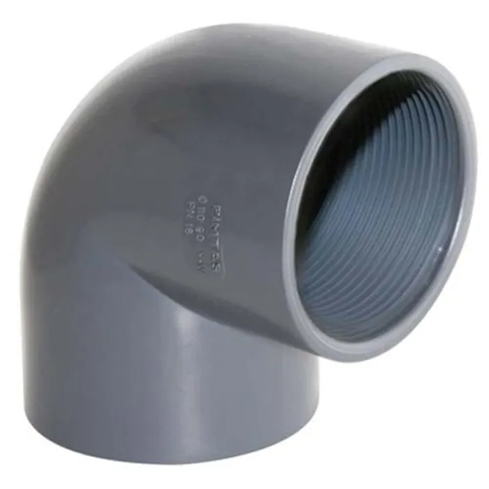 Pimtas PVC Knie Druk 90° Lijm x Binnendraad 110 x 4"