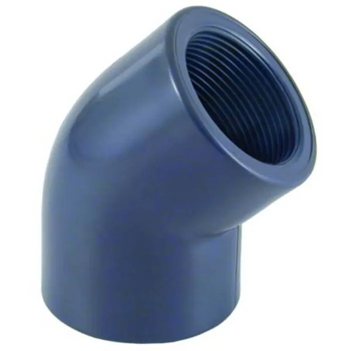 Effast PVC Knie Druk 45° 2 x Binnendraad 2"