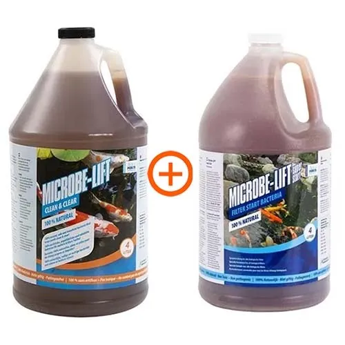 Microbe-Lift voor vijver, filter en waterbehandeling Microbe-Lift Clean & Clear 4 ltr en Microbe-Lift Super Start (Bead) 4 Ltr.