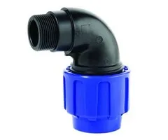 Cepex PP klemkoppeling knie 90° Ø16mm x 3/8" buitendraad