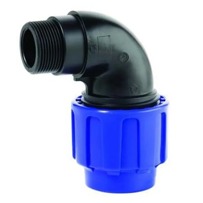 Cepex PP klemkoppeling knie 90° Ø16mm x 3/8" buitendraad