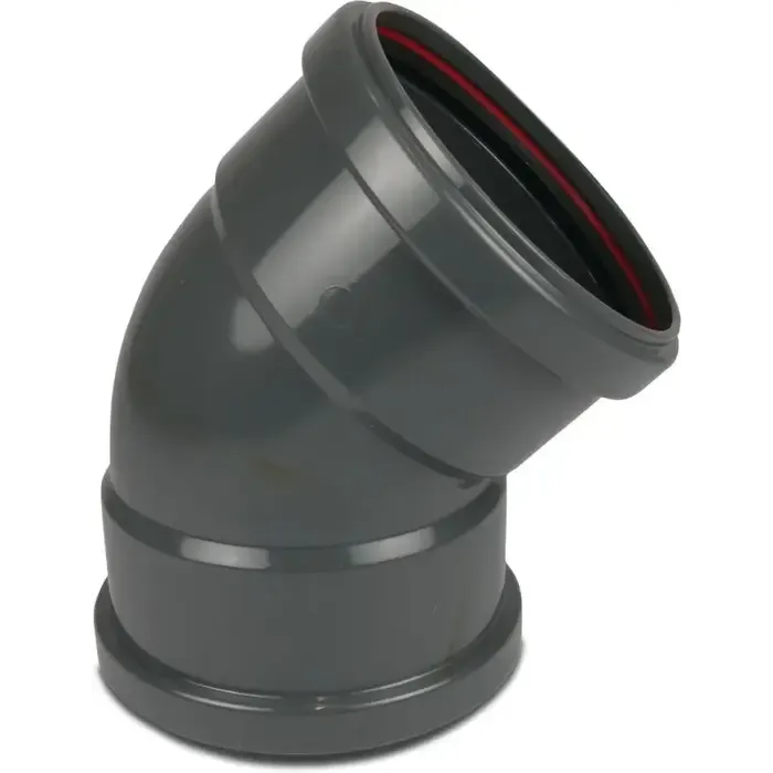 BENOR PVC Bocht Afvoer 45° 110 mm 2 x Manchet DN100