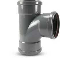 BENOR PVC T-Stuk 88° 110 mm 3 x Manchet Grijs