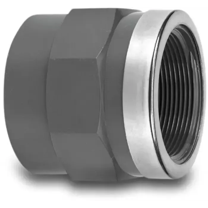 PVC Schroefbus met RVS ring 90 mm x 3"