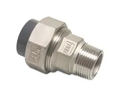 Mega Verbindingskoppeling RVS naar PVC 25 mm x ¾" buitendraad