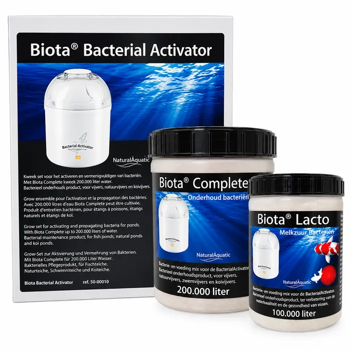 Natural Aquatic voor koi en vijver Biota BACTERIAL Activator 200.000 liter en Lacto 100.000 ltr