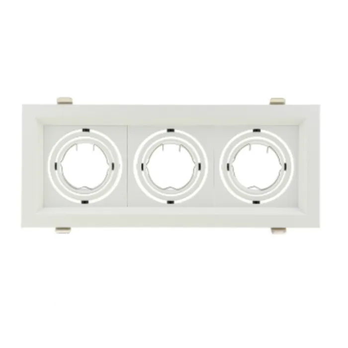 Rechthoekige inbouwspot wit 3xGU10 richtbaar zaagmaat 110x270mm