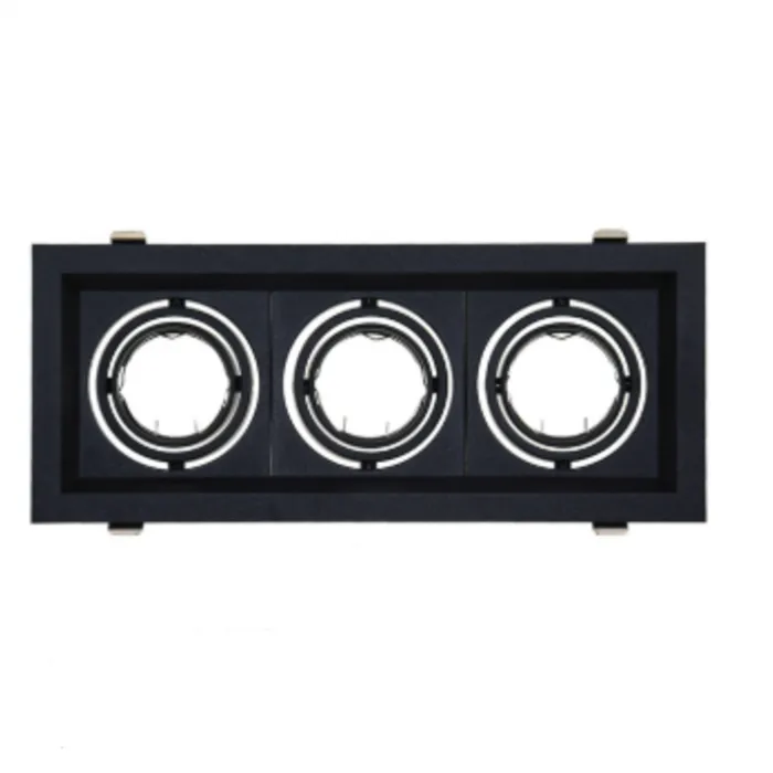 Inbouwspot rechthoek 3xGU10 zwart zaagmaat 270x110mm