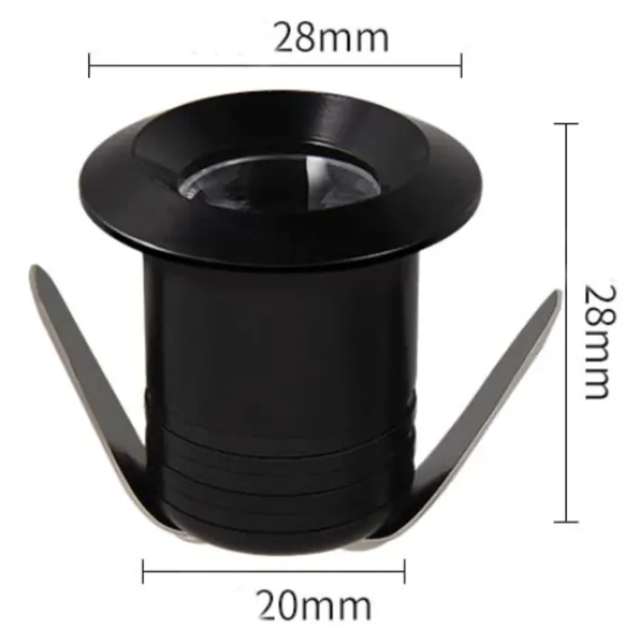 Mini inbouwspot LED IP44 zaagmaat 20mm zwart, grijs of wit