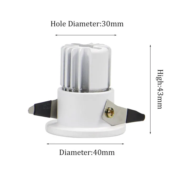 inbouwspot mini 30mm zaagmaat 3W wit of zwart