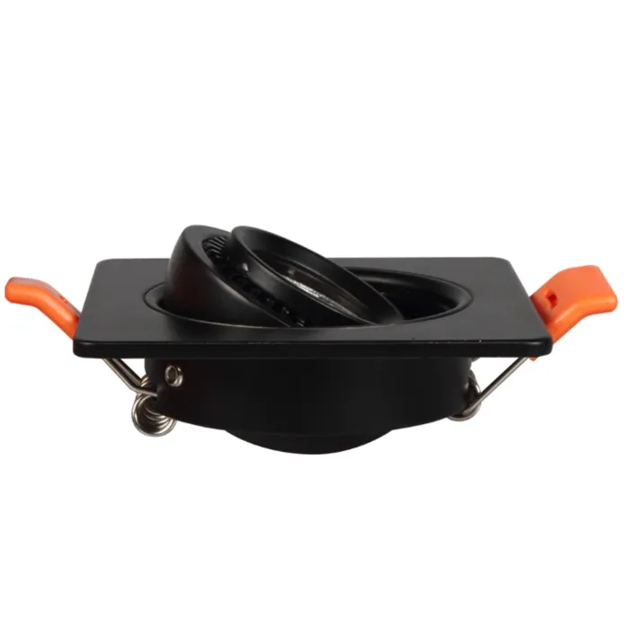 Inbouwspot zaagmaat 95mm vierkant LED 10W kantelbaar wit of zwart