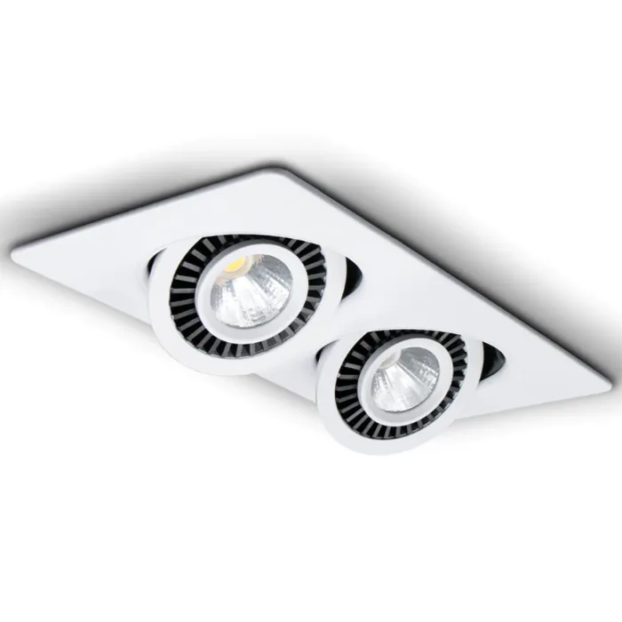 Dubbele inbouwspot LED 2x15W zwart of wit lage inbouwdiepte
