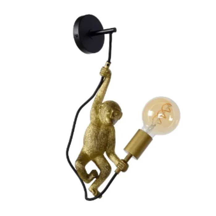 Wandlamp aap zwart goud 1x E27