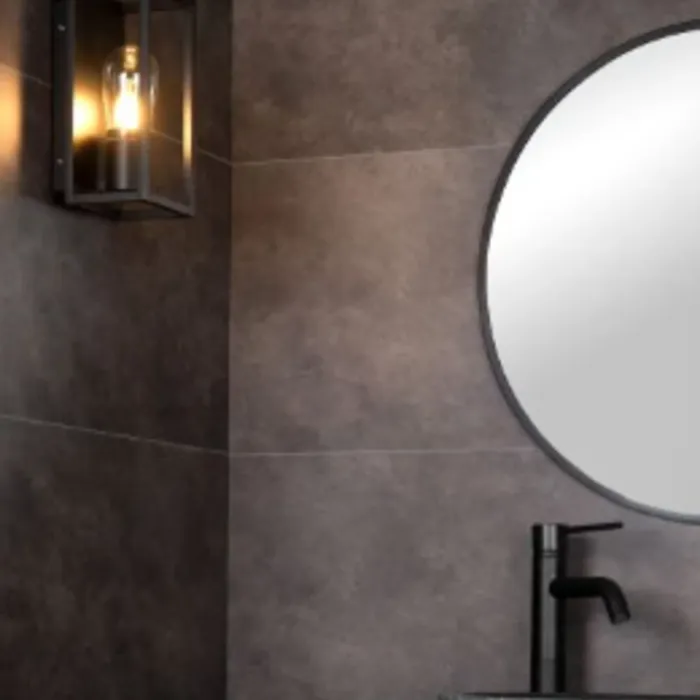 IP44 wandlamp zwart 1xE14