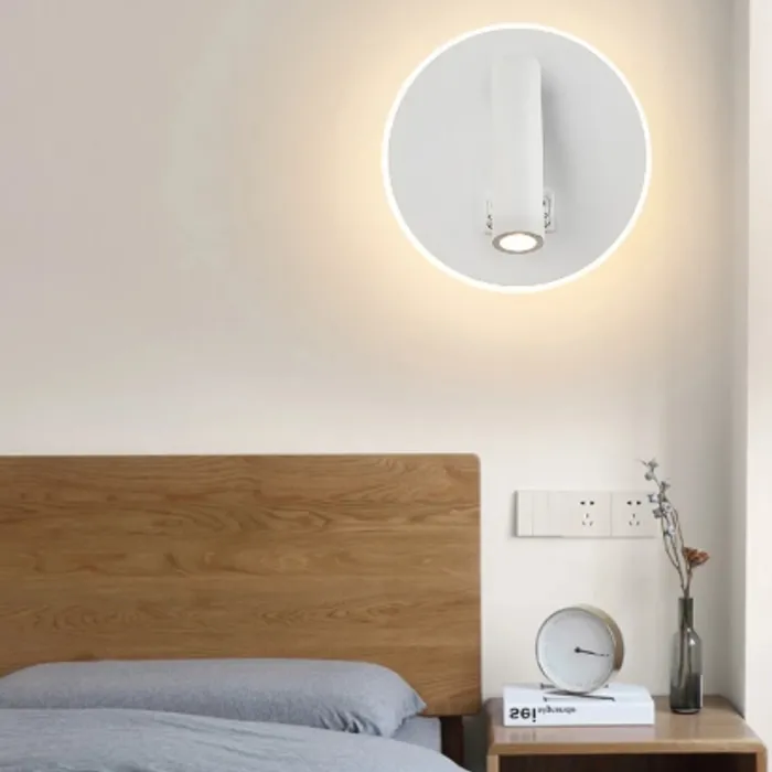 Wand leeslamp rond wit of zwart 3W + 8W rondom