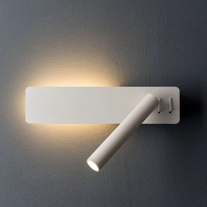 Leeslamp wand 3W + 6W rondom hotel rechthoekig wit of zwart