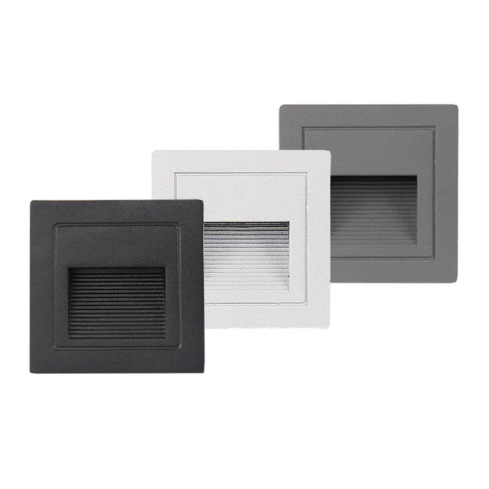 Inbouw wandlamp buiten 3W IP65 trapverlichting zwart, wit of grijs
