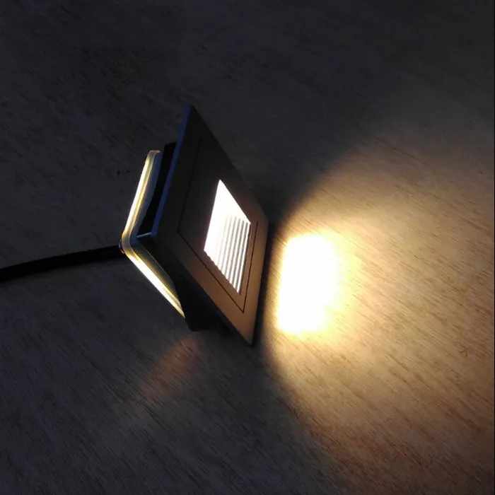 Inbouw wandlamp buiten 3W IP65 trapverlichting zwart, wit of grijs