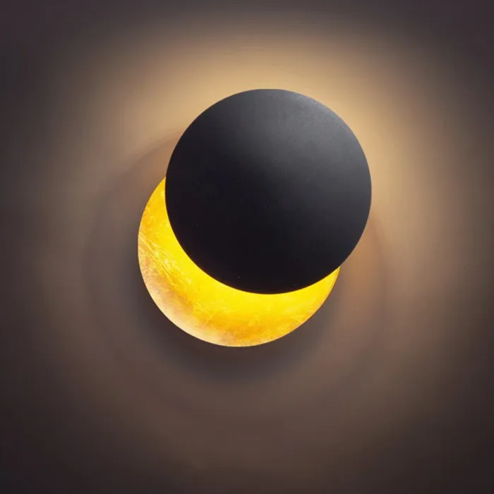 Maan wandlamp roterend wit goud, zwart goud of goud 20cm 8W