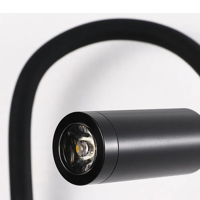 Leeslamp wandlamp zwart of wit 3W LED flexibel hotel