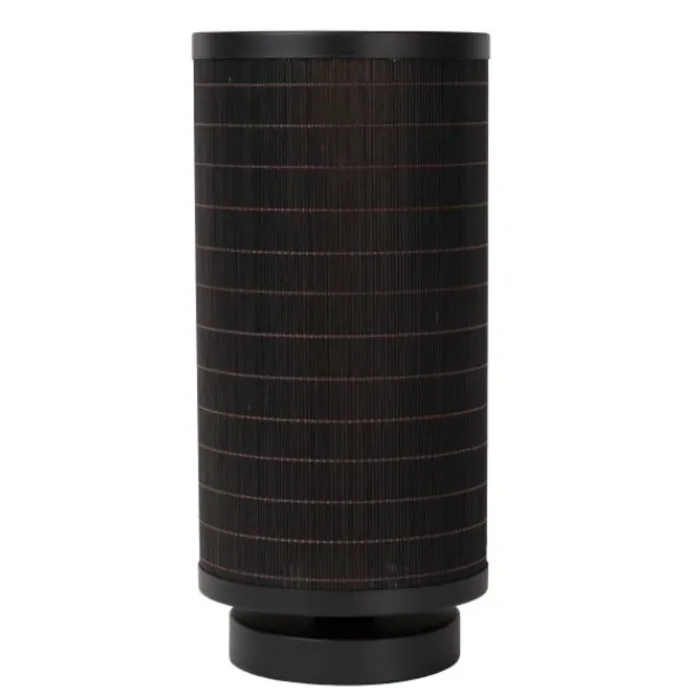 Bamboe tafellamp zwart cilinder 1xE27 32cm hoog