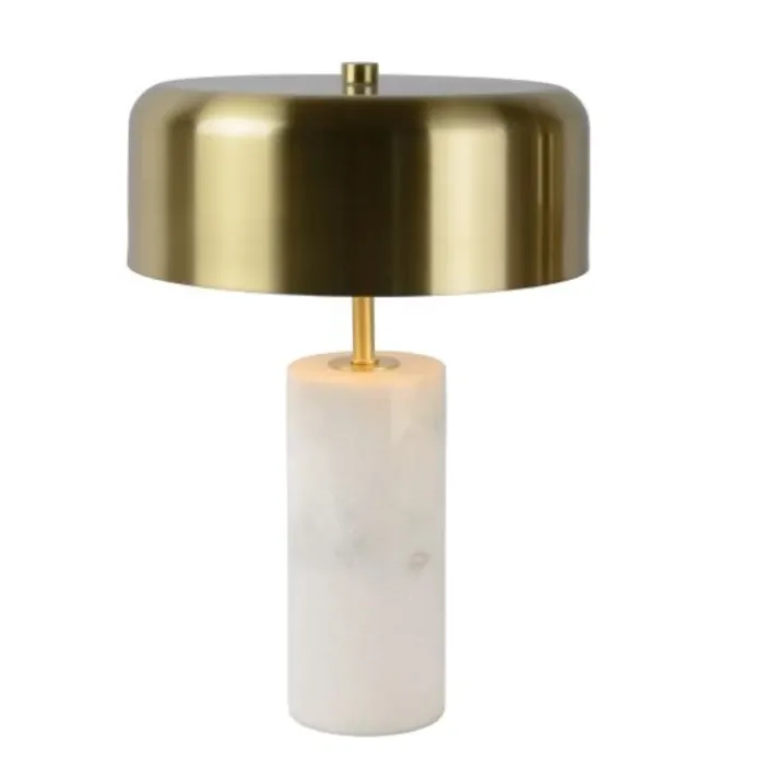 Tafellamp marmer wit of zwart met gouden koepel vintage 3xG9