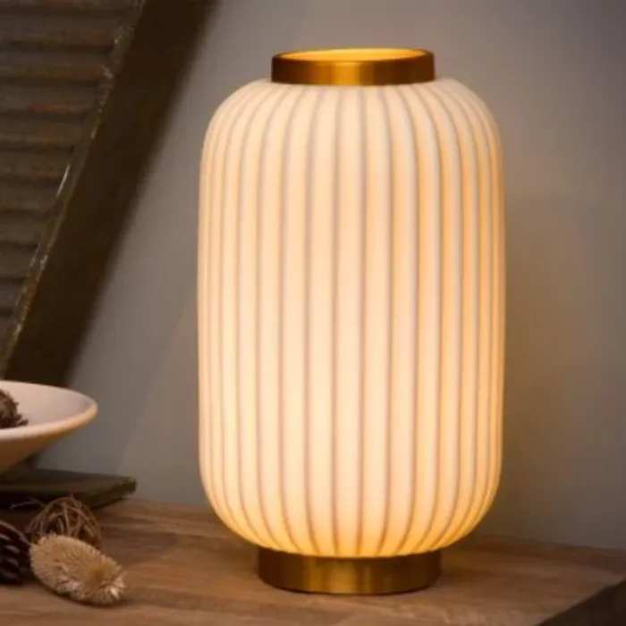 Porseleinen tafellamp goudkleurige voet 1xE14 33,7cm H