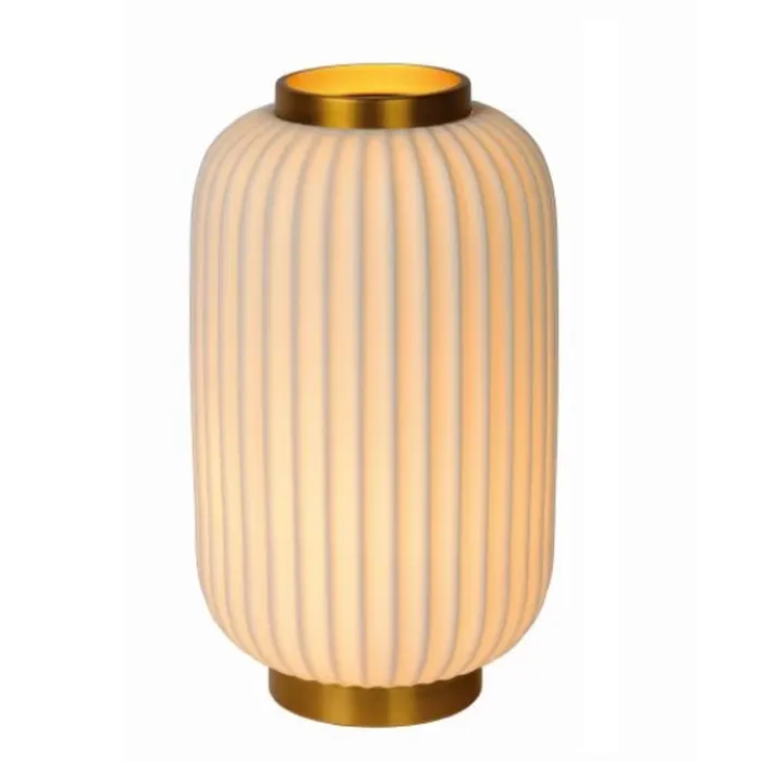 Porseleinen tafellamp goudkleurige voet 1xE14 33,7cm H