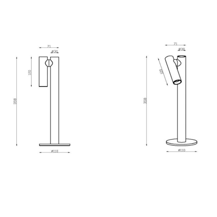Tafellamp poot richtbaar oplaadbaar IP54 2,2W dimbaar wit, zwart