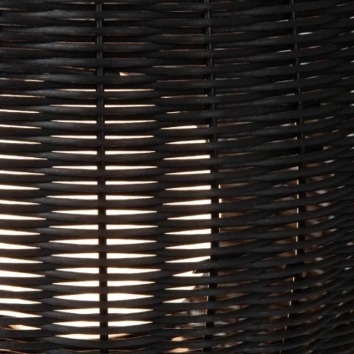 Tafellamp buiten batterij IP44 rotan look 3-staps dimmer naturel of zwart 50cm H (1 stuk)