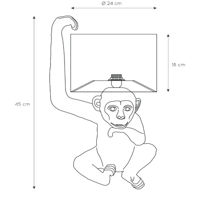 Tafellamp aap goud zwart E14 45 cm H lampenkap