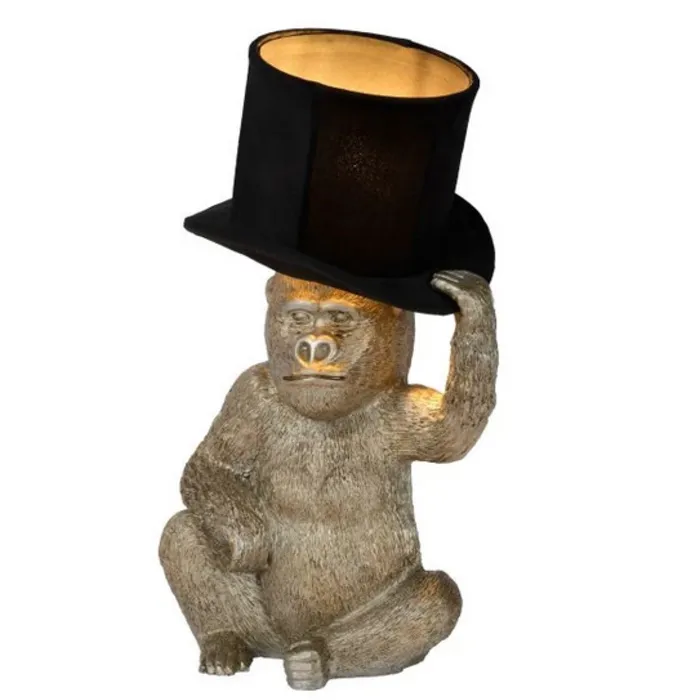 Tafellamp aap met hoed goud zwart 1xE14 46 cm hoog