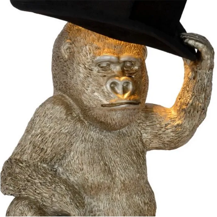 Tafellamp aap met hoed goud zwart 1xE14 46 cm hoog