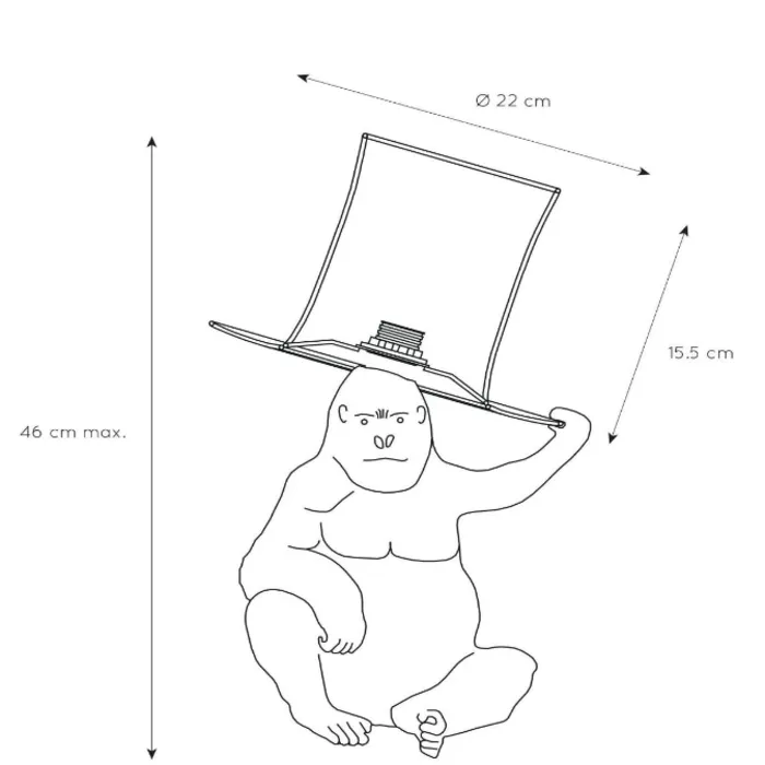 Tafellamp aap met hoed goud zwart 1xE14 46 cm hoog