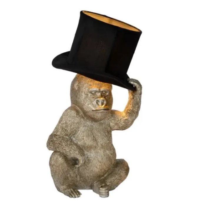 Tafellamp aap met hoed goud zwart 1xE14 46 cm hoog