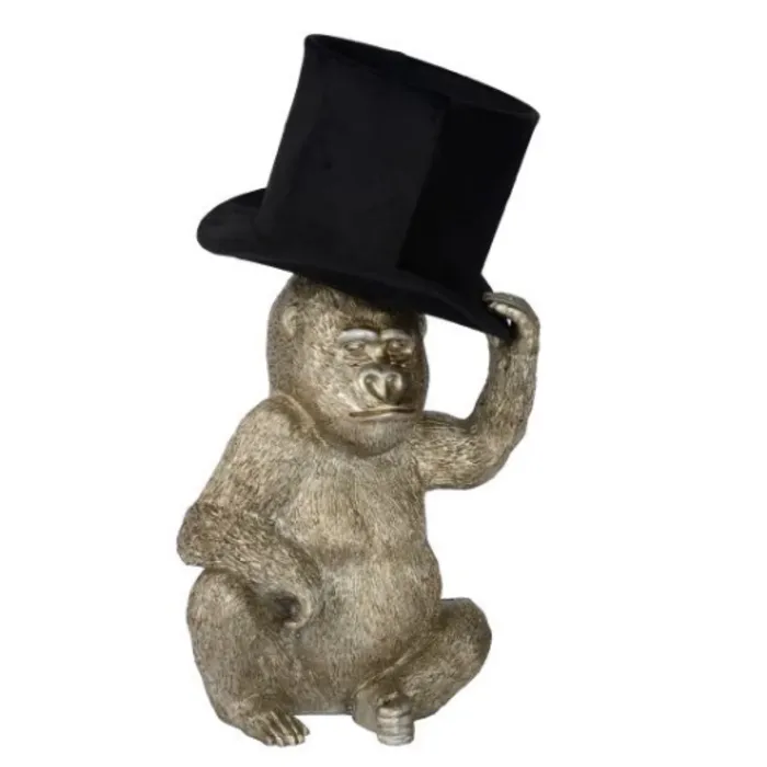 Tafellamp aap met hoed goud zwart 1xE14 46 cm hoog