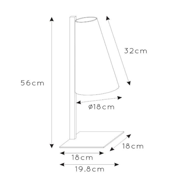 Tafellamp kap in beige of zwart 1xE27 56cm hoog